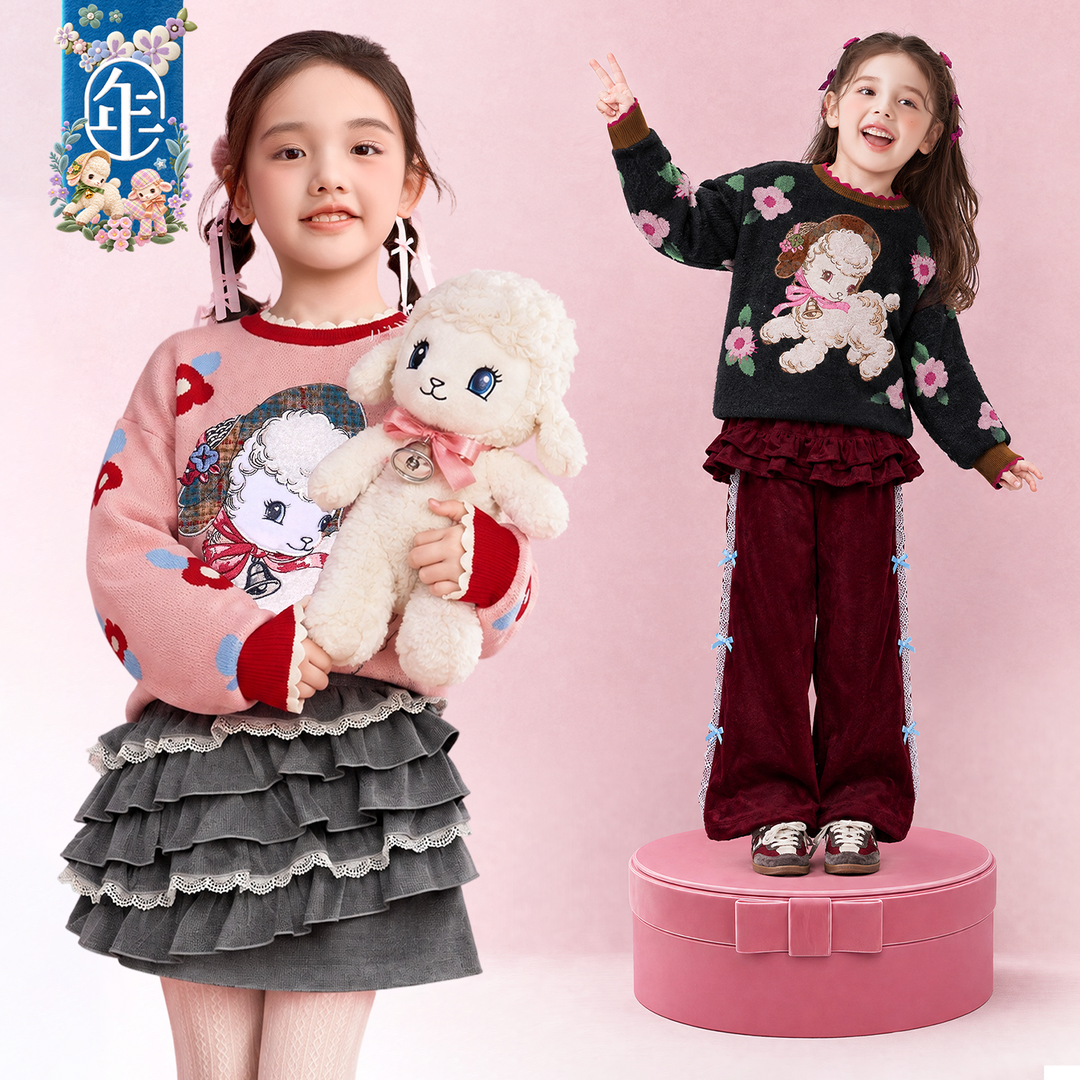 Lamb Flower Jacquard Cotton Sweater 真羊气花花毛衣