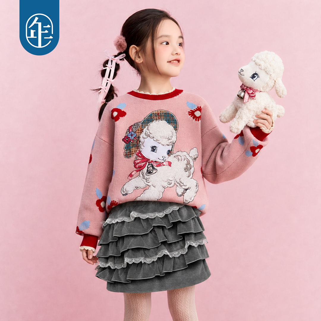 Lamb Flower Jacquard Cotton Sweater 真羊气花花毛衣