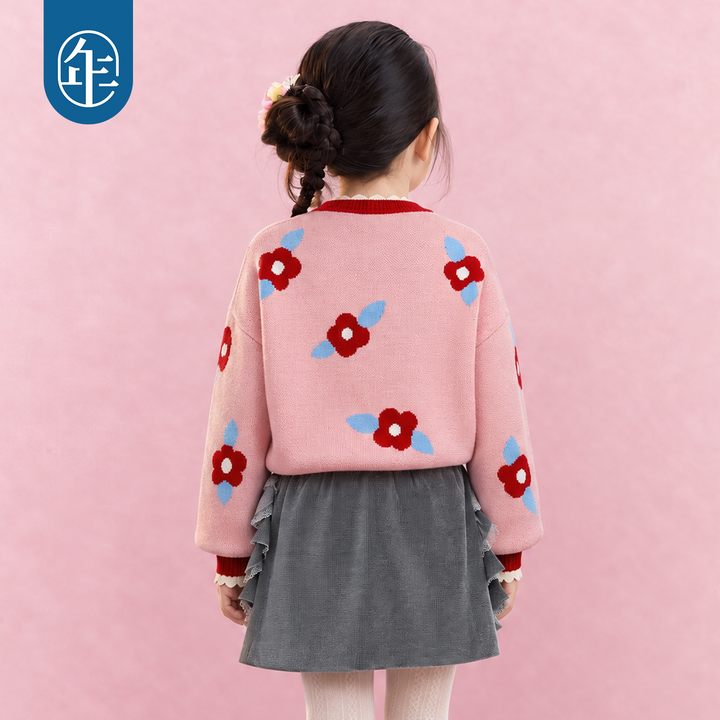 Lamb Flower Jacquard Cotton Sweater 真羊气花花毛衣