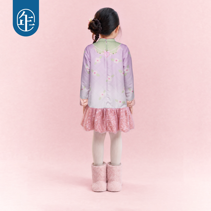 Lamb Print Fleece-Lined Qipao Dress 真羊气绒里旗袍连衣裙