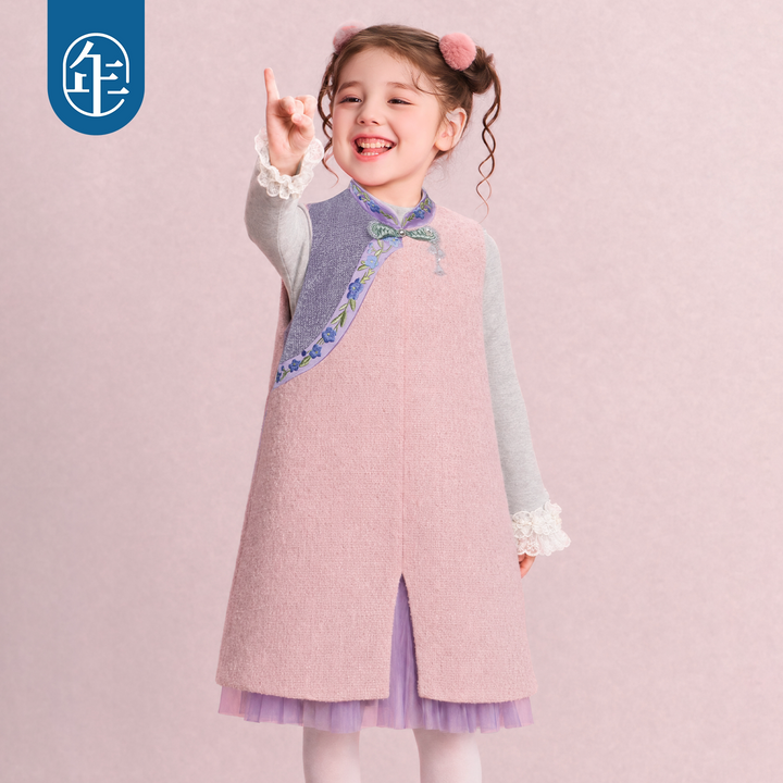 Fleece-Lined Sleeveless Tweed Qipao Dress 公主有礼加绒无袖旗袍