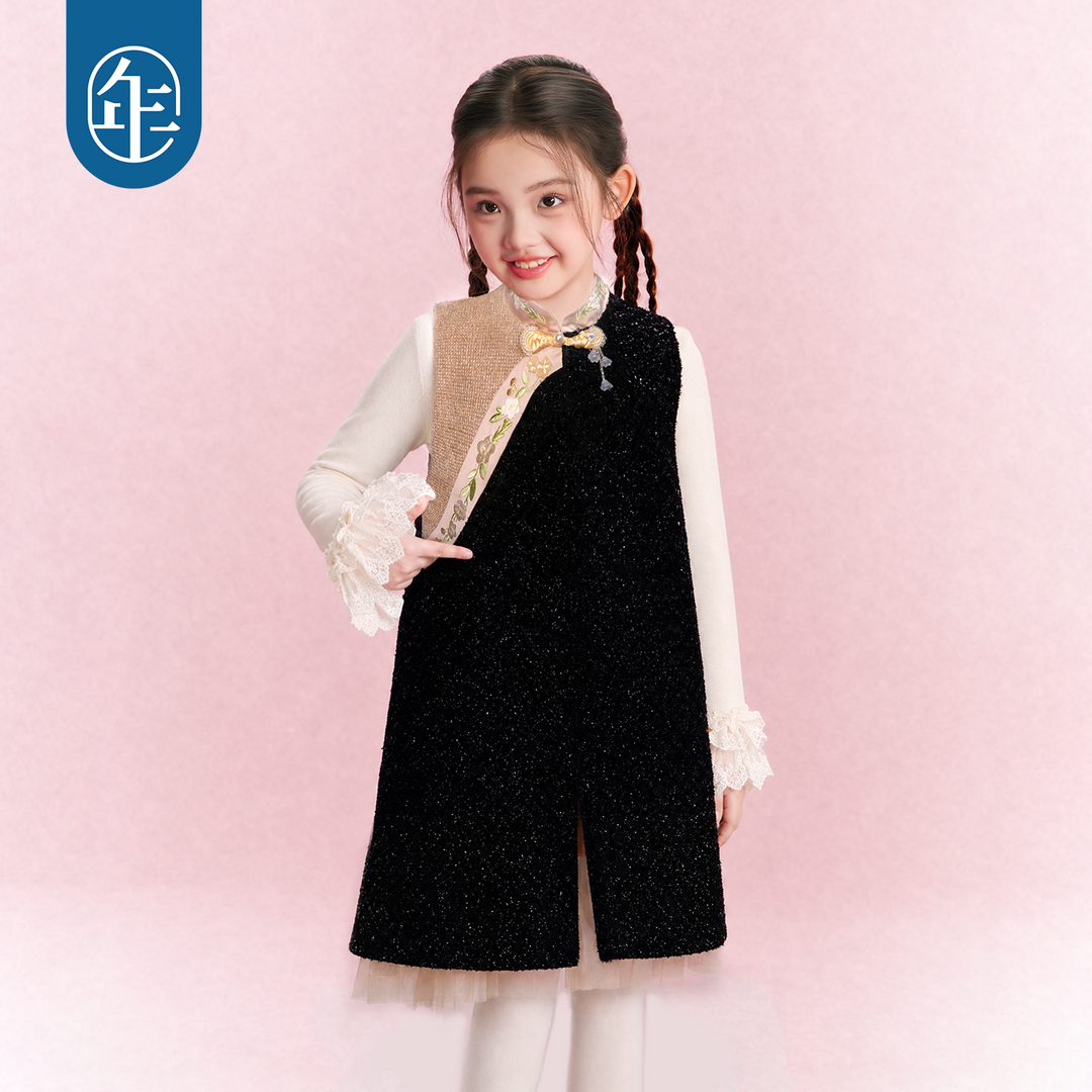 Fleece-Lined Sleeveless Tweed Qipao Dress 公主有礼加绒无袖旗袍