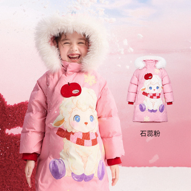 Lamb Print Hooded Down Coat 小羊印花连帽羽绒服 – Pink 石蕊粉