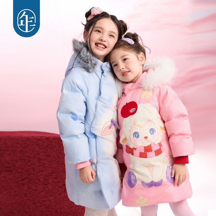Lamb Print Hooded Down Coat 小羊印花连帽羽绒服