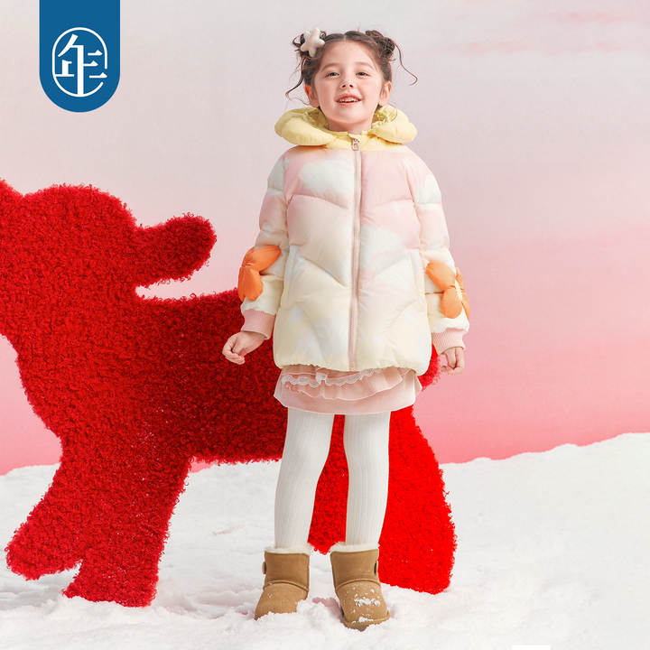 3D Flower Hooded Duck Down Coat 立体花朵连帽羽绒服
