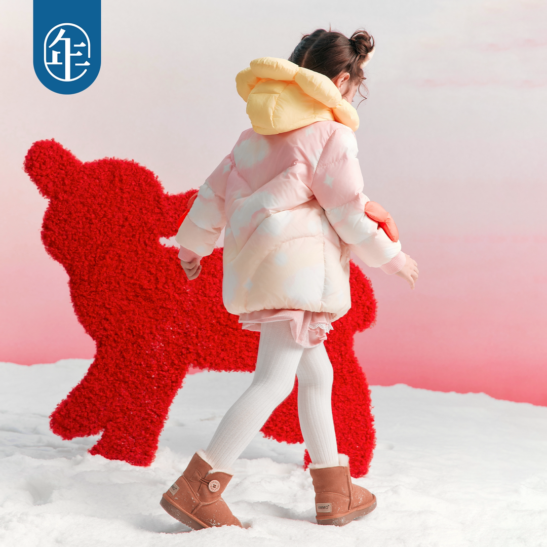 3D Flower Hooded Duck Down Coat 立体花朵连帽羽绒服