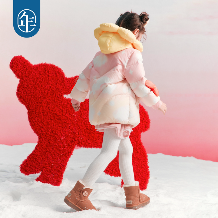 3D Flower Hooded Duck Down Coat 立体花朵连帽羽绒服