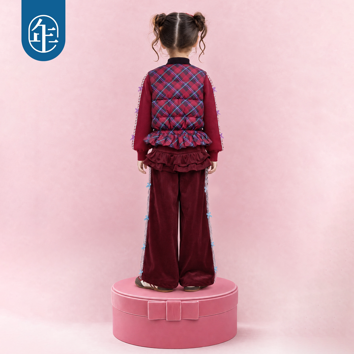 Ruffle Skirt-Overlay Wide-Leg Pants 福福有礼假两件长裤