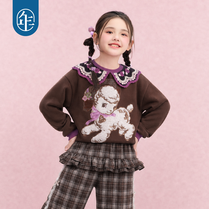 Lamb Petal-Collar Fleece-Lined Sweatshirt 真像样儿花瓣领卫衣