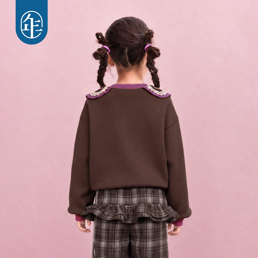Lamb Petal-Collar Fleece-Lined Sweatshirt 真像样儿花瓣领卫衣