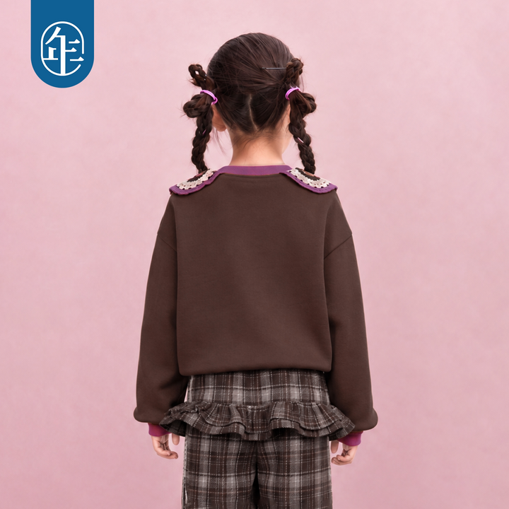Lamb Petal-Collar Fleece-Lined Sweatshirt 真像样儿花瓣领卫衣
