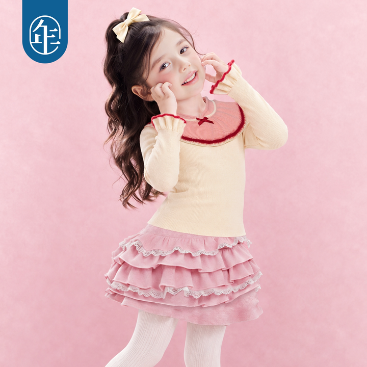 Qipao Collar Ruffle-Cuff Cotton Sweater 旗袍领荷叶袖毛衣