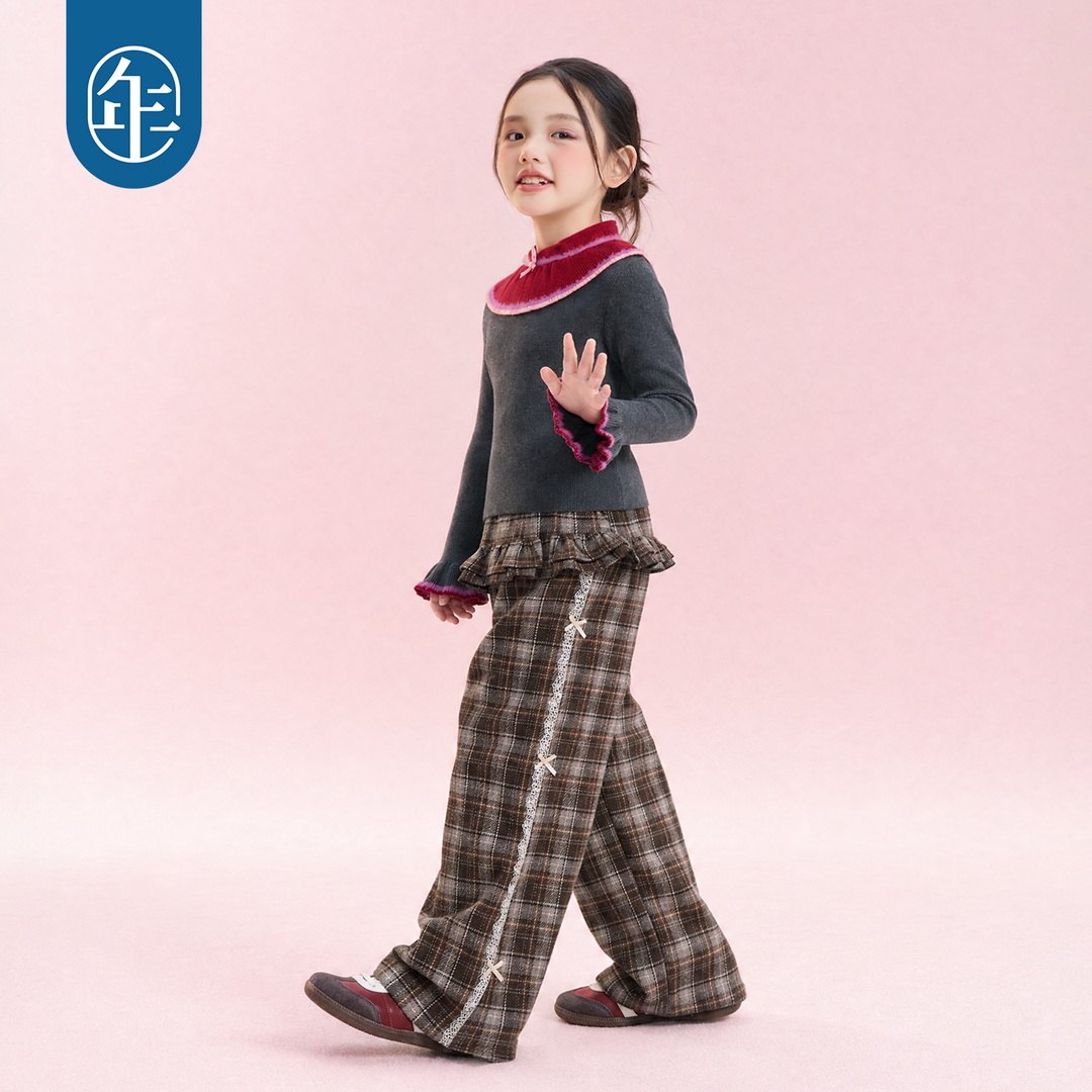 Qipao Collar Ruffle-Cuff Cotton Sweater 旗袍领荷叶袖毛衣