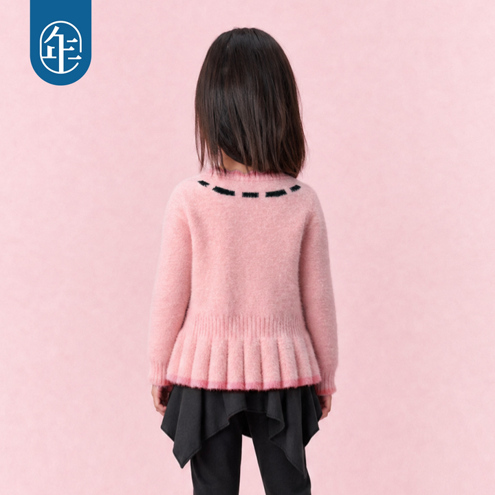 Bow Faux Mink Peplum Sweater 蝴蝶结仿貂毛收腰毛衣