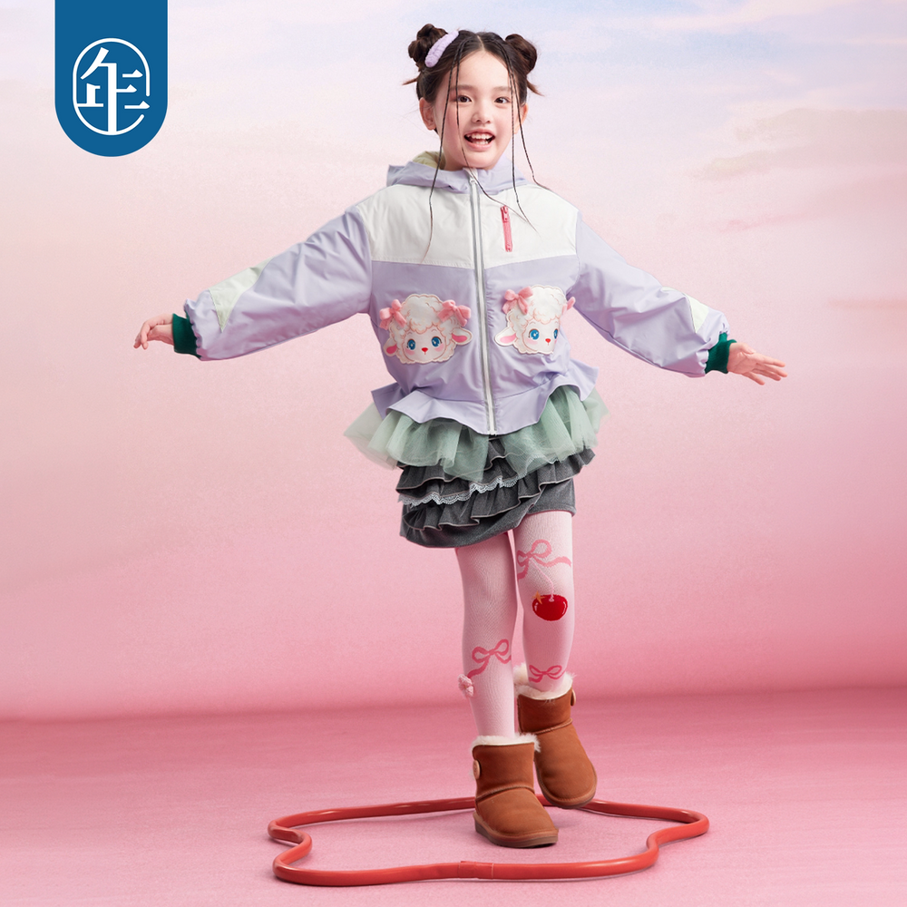 Lamb Patch Padded Hooded Tutu Jacket 小羊撞色加棉连帽外套