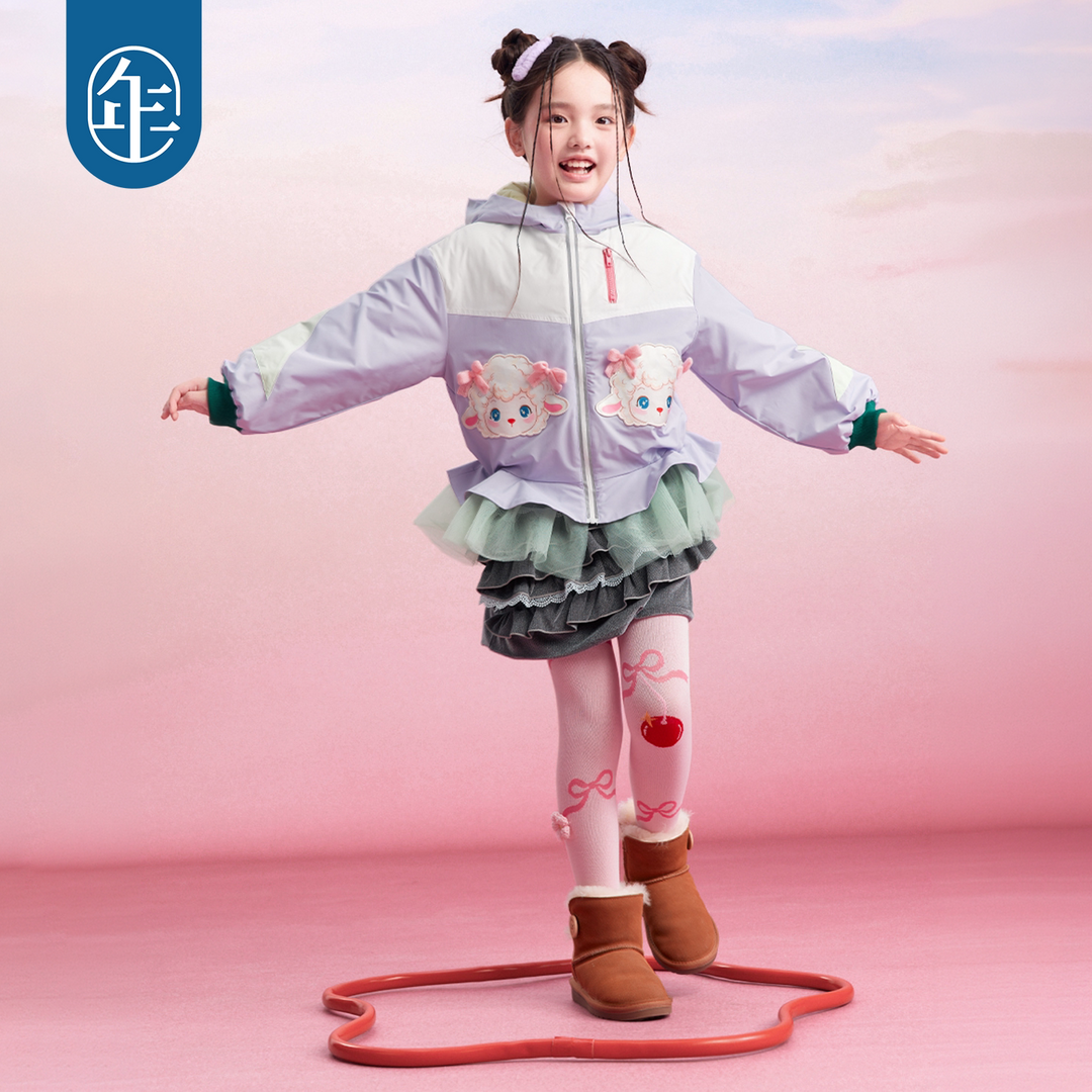 Lamb Patch Padded Hooded Tutu Jacket 小羊撞色加棉连帽外套