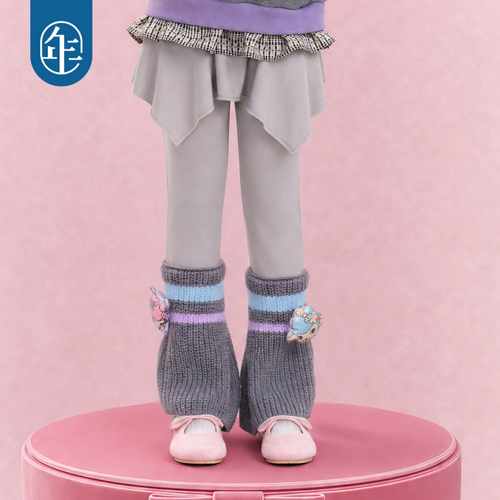 Asymmetric Skirted Fleece Leggings 真羊气假两件打底裤