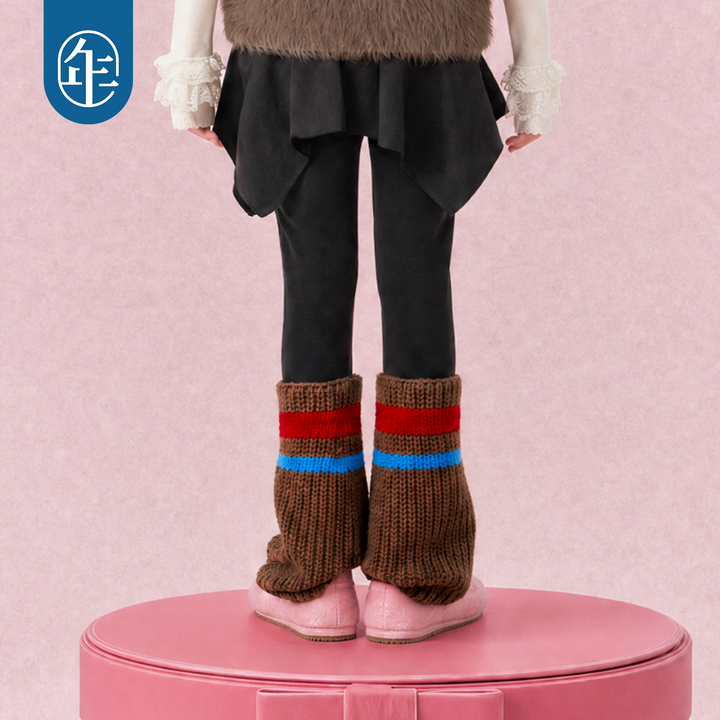 Asymmetric Skirted Fleece Leggings 真羊气假两件打底裤