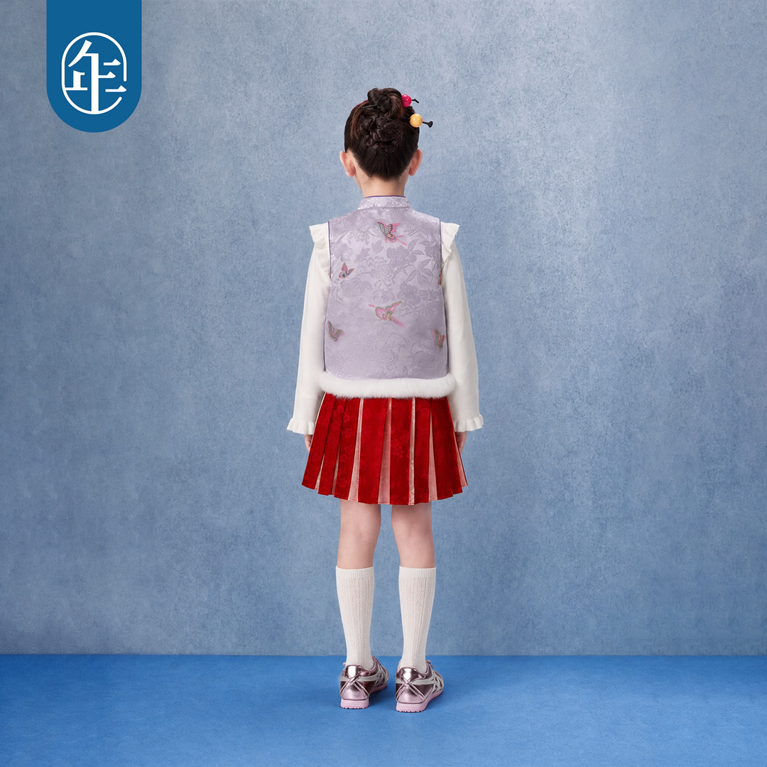 Lamb Patch Jacquard Padded Mandarin Vest 小羊绣章中式夹棉马甲