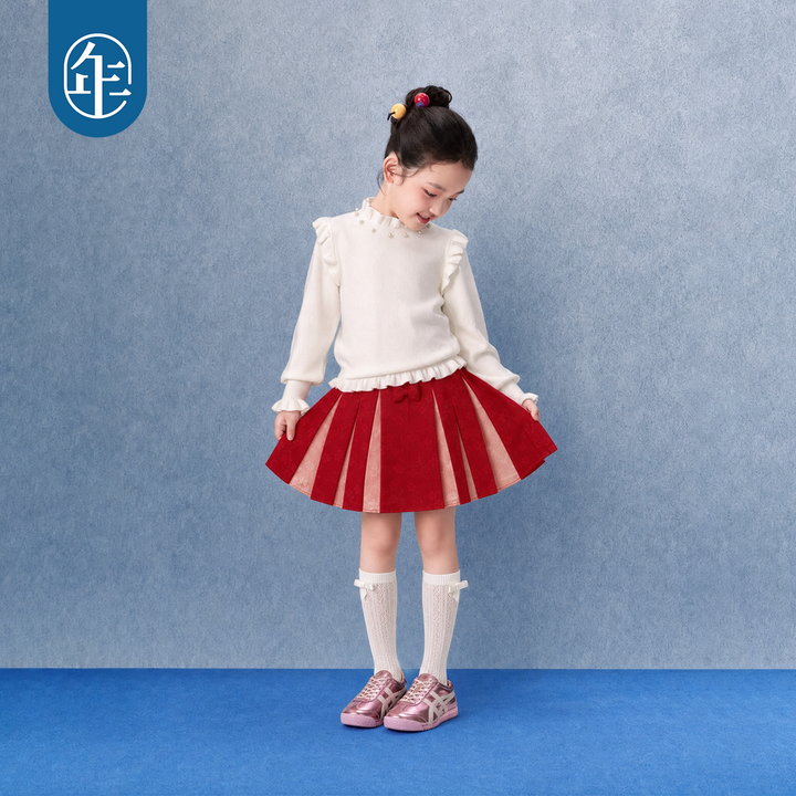 Pearl Ruffle Mock Neck Cotton Sweater 珍珠木耳边半高领针织衫