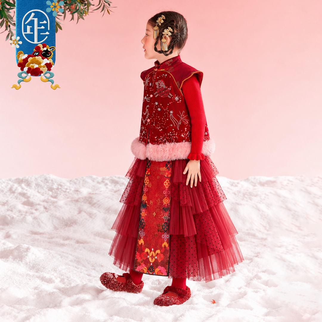 Sequin Embroidered Padded Mandarin Vest 亮片珠绣中式加棉马甲