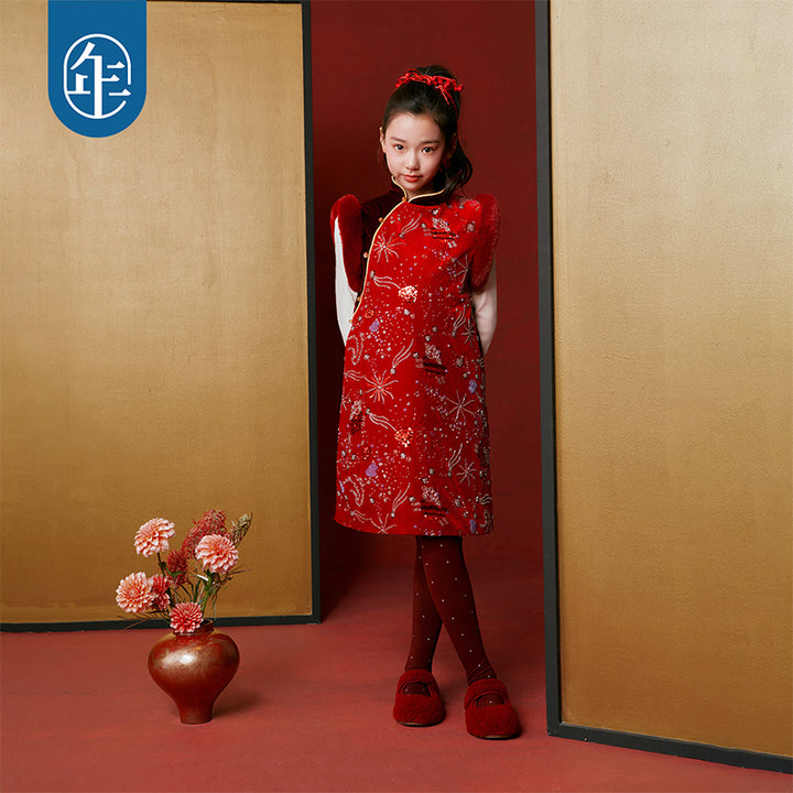 Sequin Velvet Sleeveless Qipao Dress 羊光闪耀亮片无袖旗袍