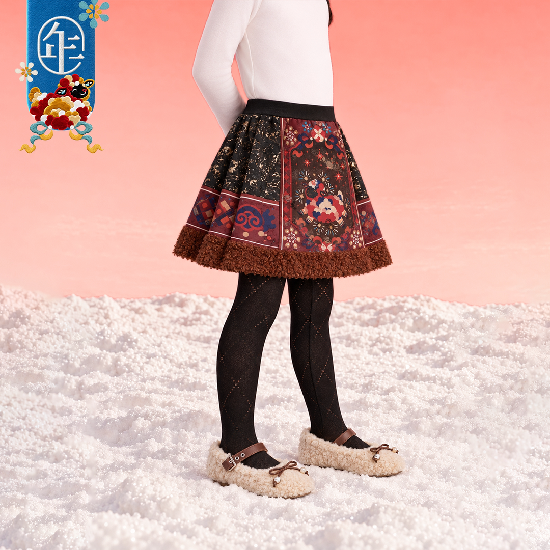 Lamb Brocade Fleece-Lined Mamian Skirt 喜气羊羊加绒马面短裙