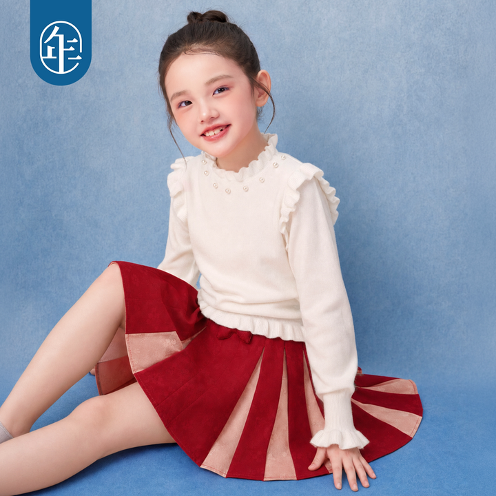 Bow Jacquard Pleated Mini Skirt 福福有礼蝴蝶结百褶短裙