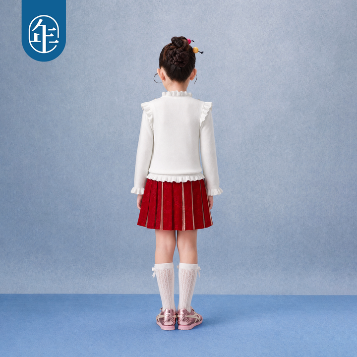 Bow Jacquard Pleated Mini Skirt 福福有礼蝴蝶结百褶短裙