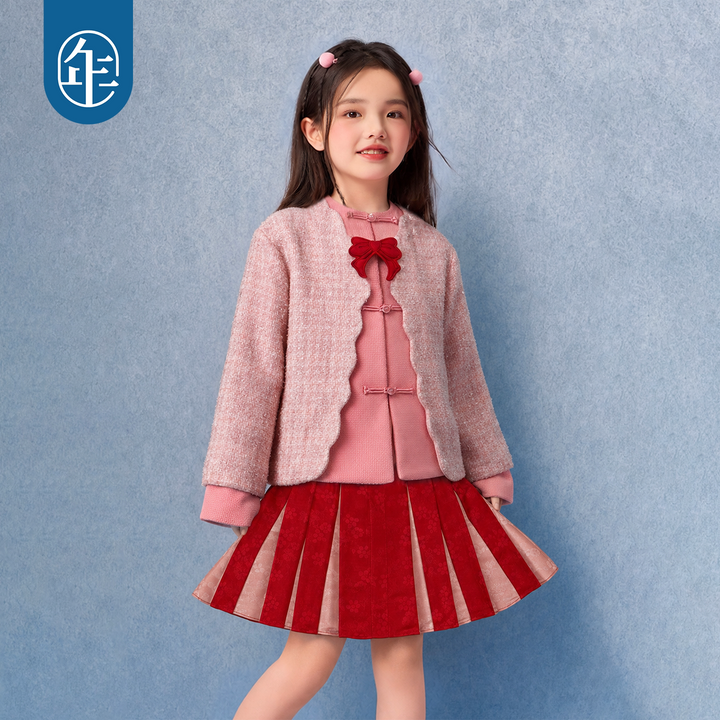 Tweed Padded Mandarin Jacket with Bow 小香风中式加棉外套