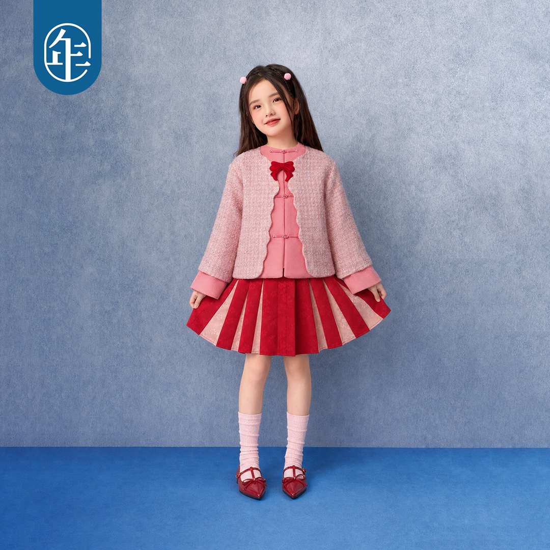 Tweed Padded Mandarin Jacket with Bow 小香风中式加棉外套