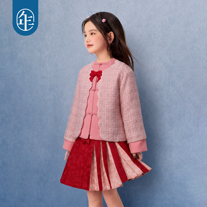 Tweed Padded Mandarin Jacket with Bow 小香风中式加棉外套