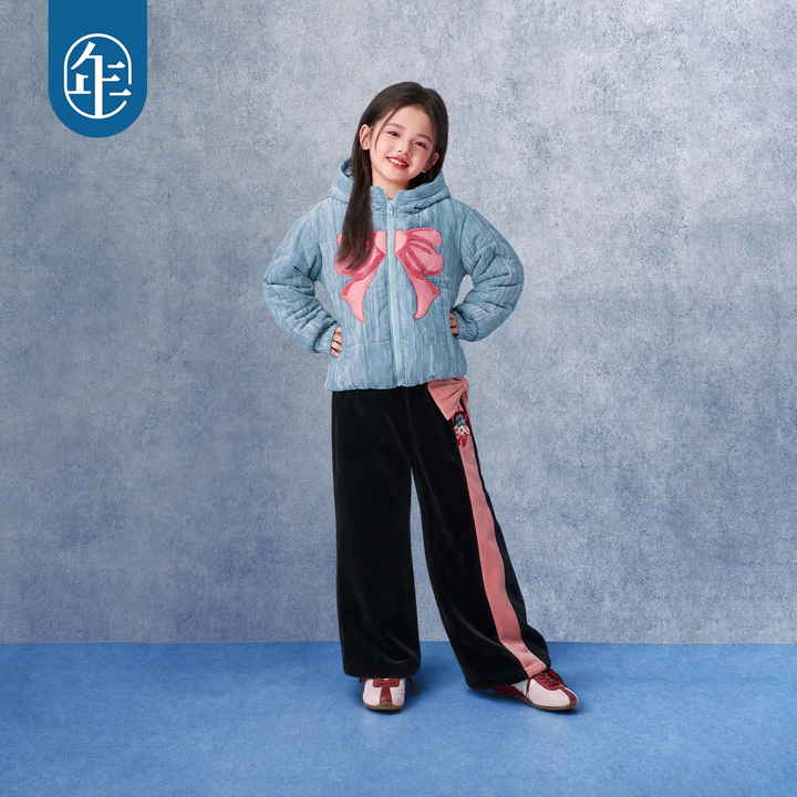 Big Bow Velvet Padded Hooded Jacket 大蝴蝶结连帽棉服