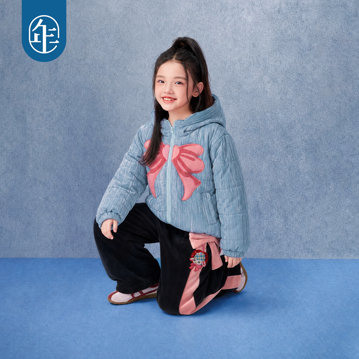 Big Bow Velvet Padded Hooded Jacket 大蝴蝶结连帽棉服