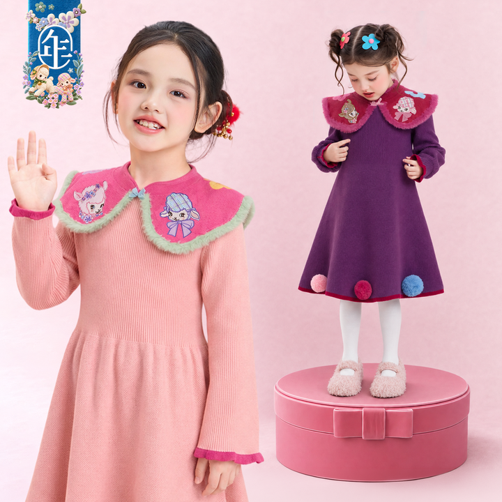 Cloud Collar Lamb Knit Sweater Dress 云肩小羊针织连衣裙