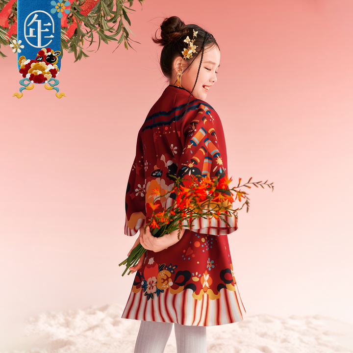 Lamb Print Fleece-Lined Qipao Dress 喜气羊羊加绒旗袍