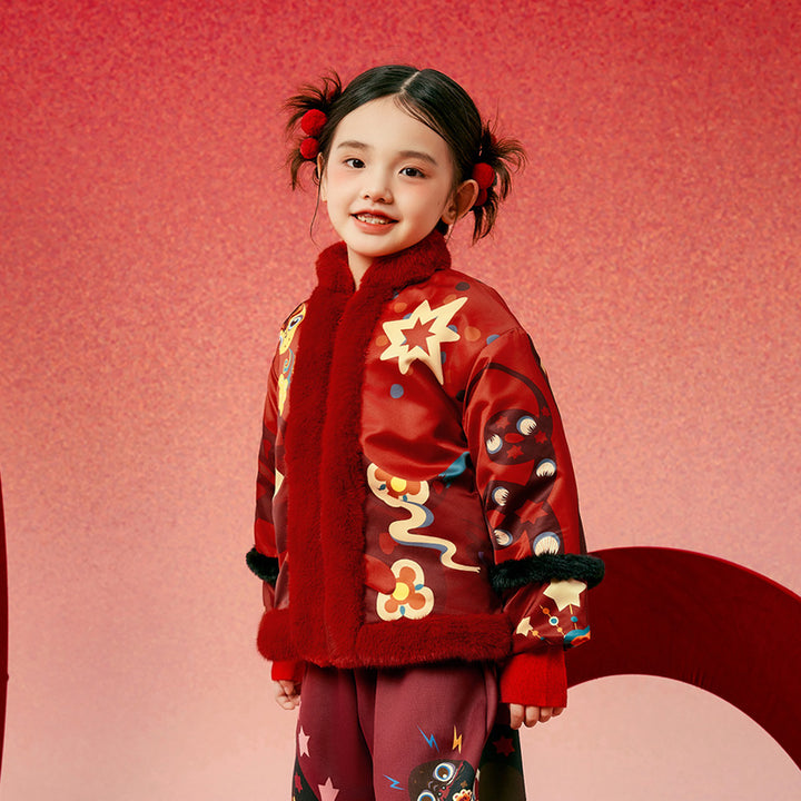 Jolly Holly Snake Fleece Collar coat