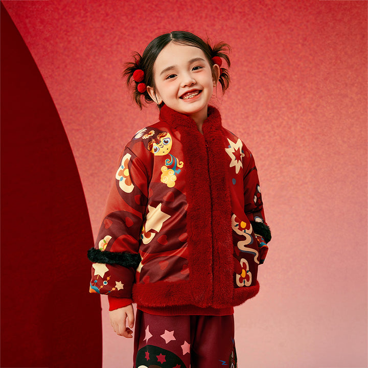 Jolly Holly Snake Fleece Collar coat