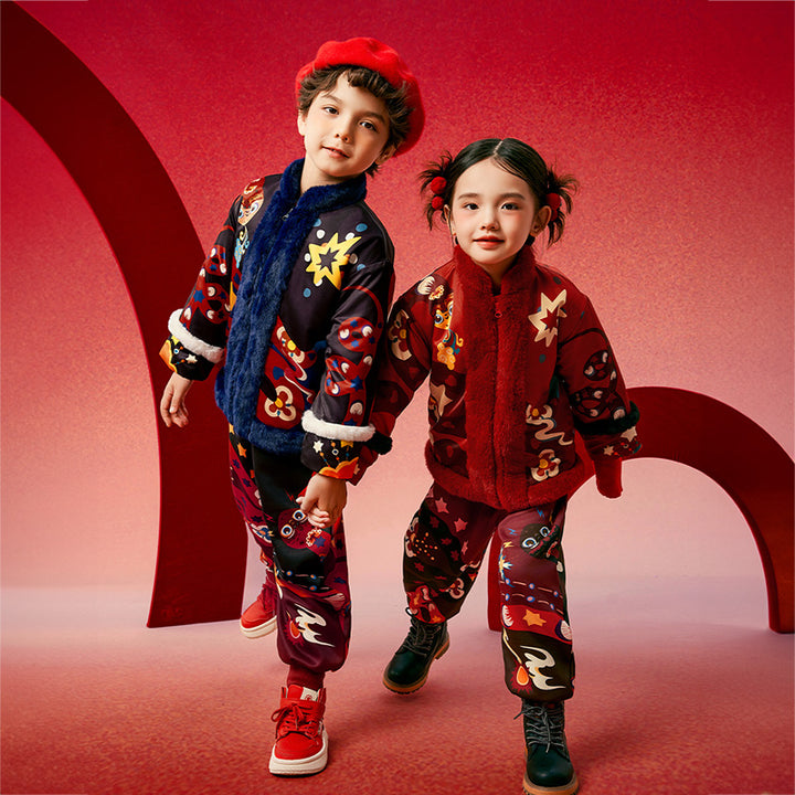 Jolly Holly Snake Fleece Collar coat