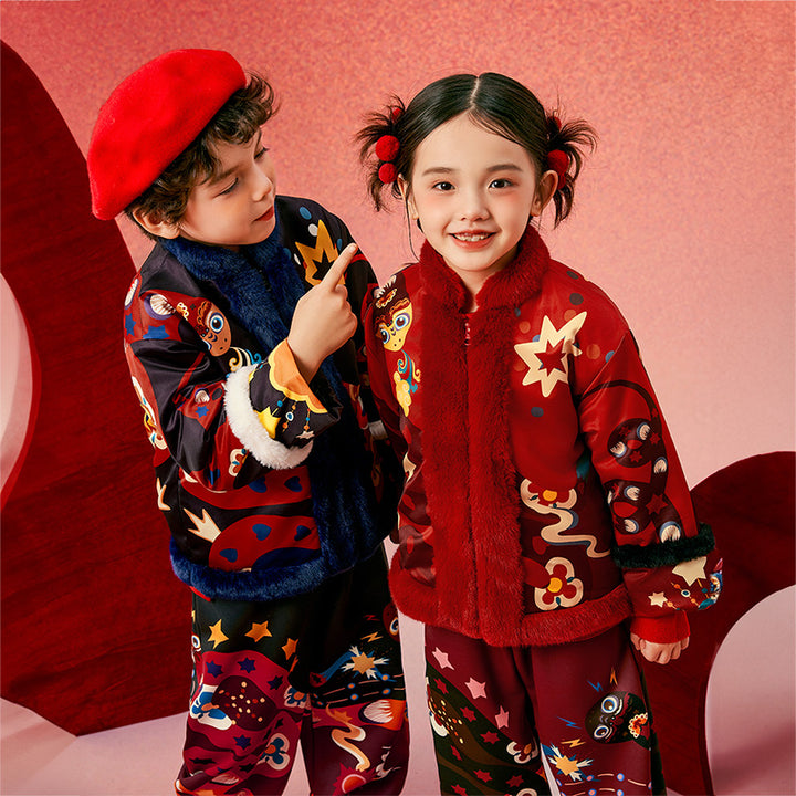 Jolly Holly Snake Fleece Collar coat