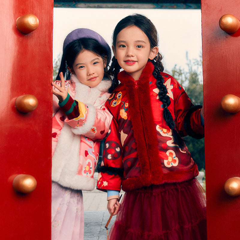 Jolly Holly Snake Fleece Collar coat