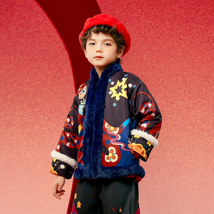Jolly Holly Snake Fleece Collar coat