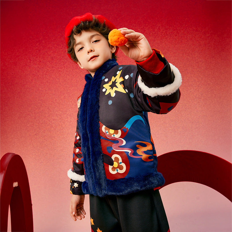 Jolly Holly Snake Fleece Collar coat