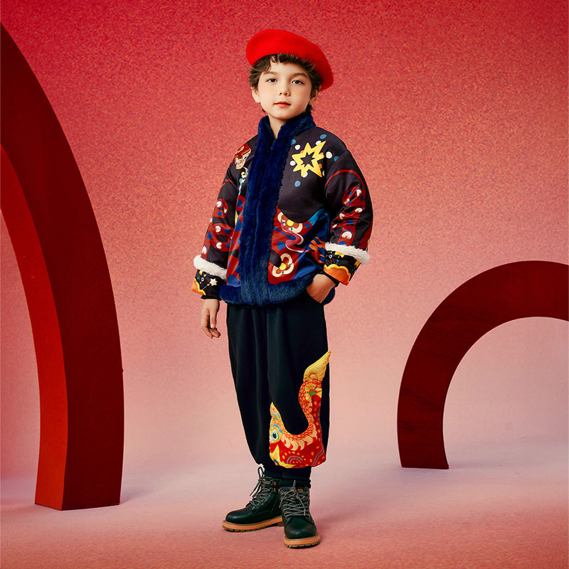 Jolly Holly Snake Fleece Collar coat