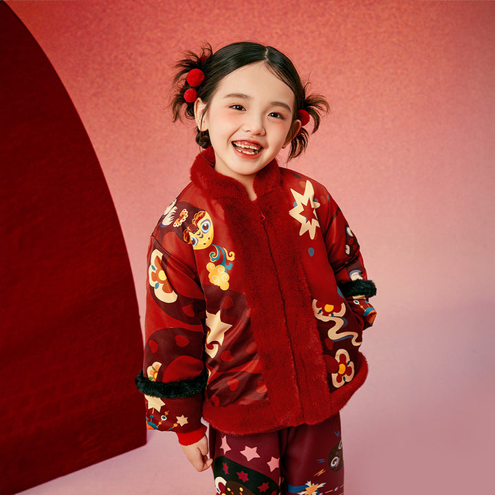 Jolly Holly Snake Fleece Collar coat