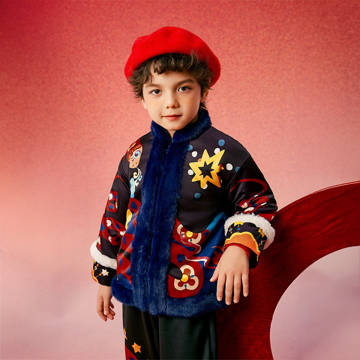 Jolly Holly Snake Fleece Collar coat