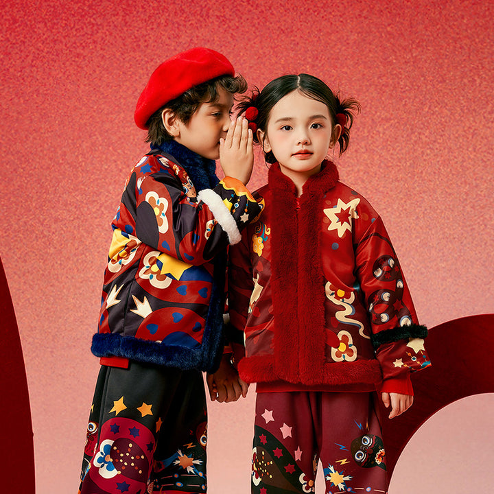 Jolly Holly Snake Fleece Collar coat