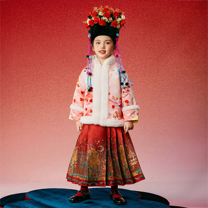 Jolly Holly Snake Fleece Collar coat