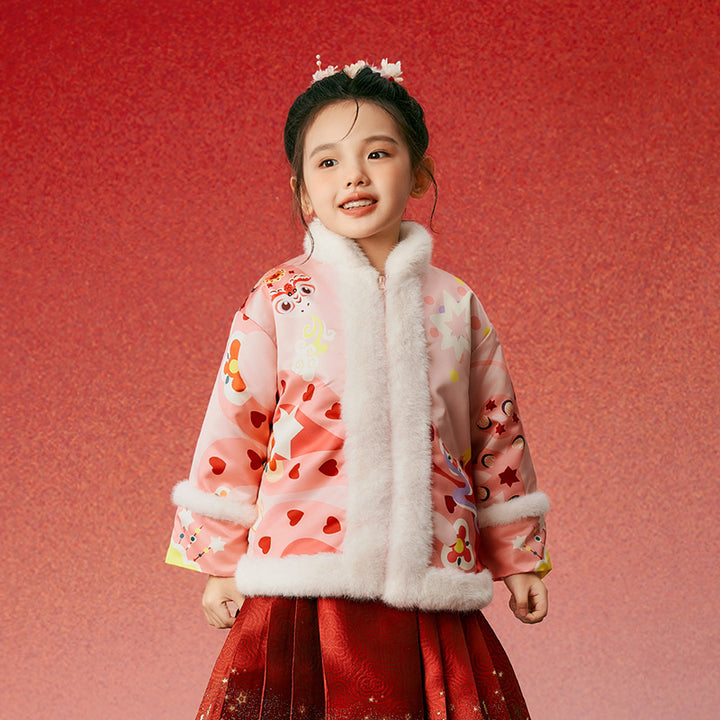 Jolly Holly Snake Fleece Collar coat