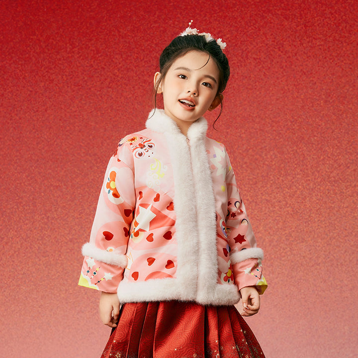 Jolly Holly Snake Fleece Collar coat